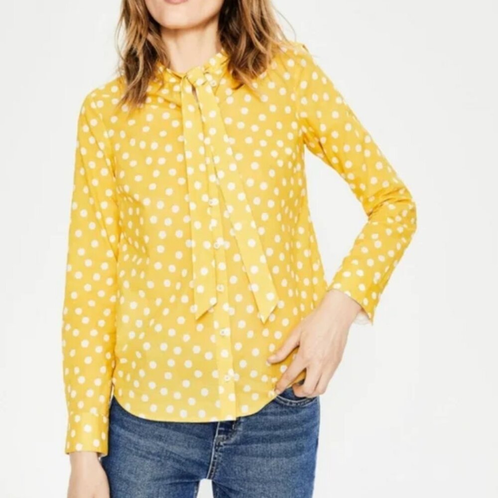 Boden Yellow Polka Dot Blouse
